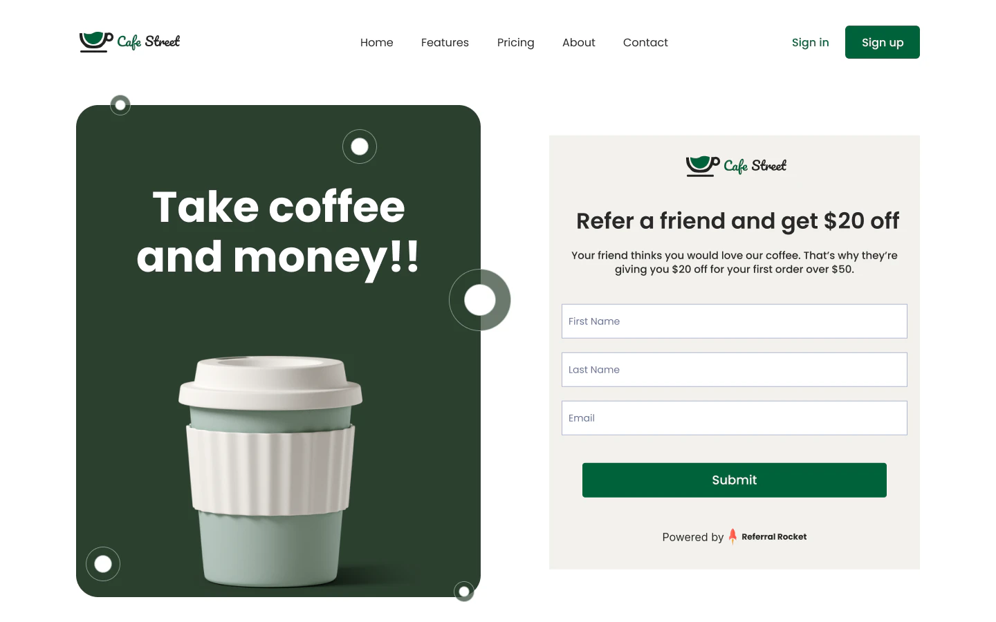 screenshot of Referral Rocket